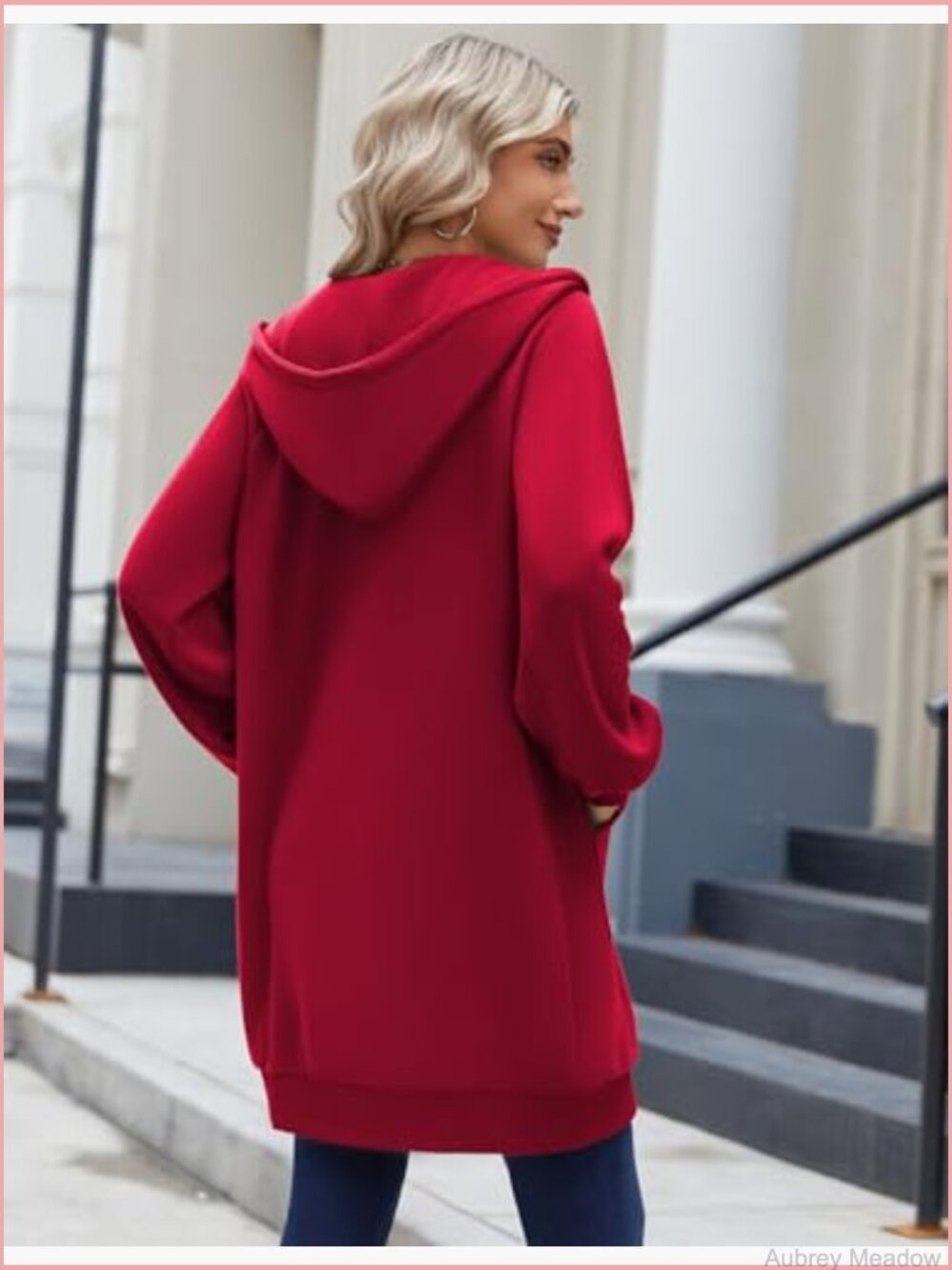 Long Fleece Zip Up Hoodie with Pockets Tunic Sweatshirt - Picture 4 of 7